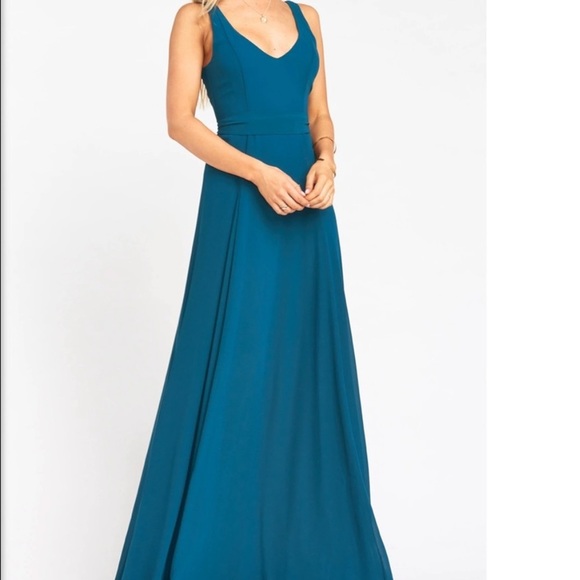 Show Me Your MuMu Jenn Maxi Dress In Deep Jade Chiffon - Picture 1 of 13